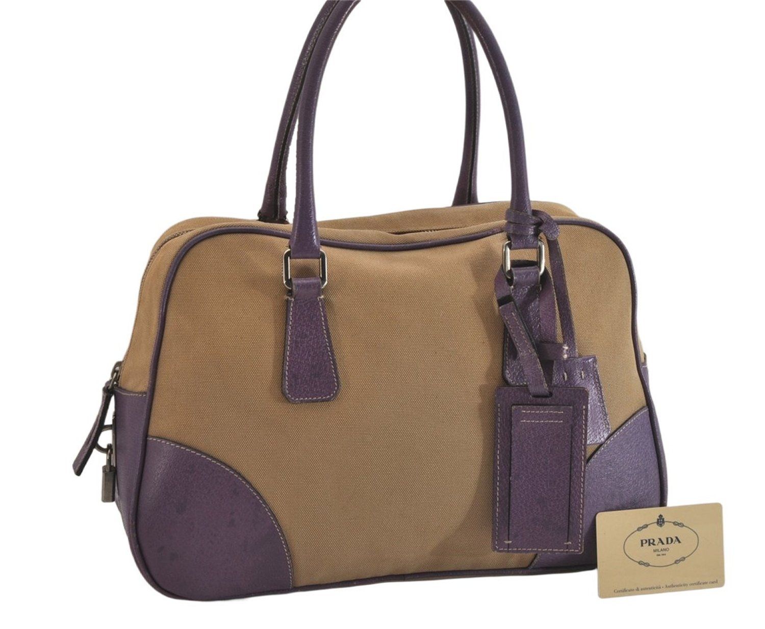 PRADA プラダ ヴィンテージ キャンバス レザー ハンドボストン