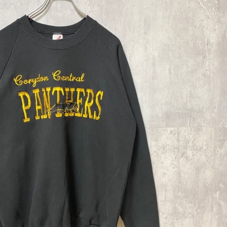 古着 used　80s 80年代　USA製　JERZEES ジャージーズ　長袖刺繍スウェット　黒　ブラック　レトロ　XLサイズ