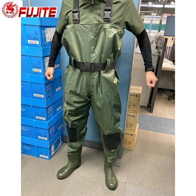 M 24.5～25cm 富士手袋｜ 12足セット品 胴付水中長靴 ベルト 鉄芯鉄板入 ナイロン製 鋼鉄製先芯 耐踏抜き鉄板入 耐寒 防水 2073