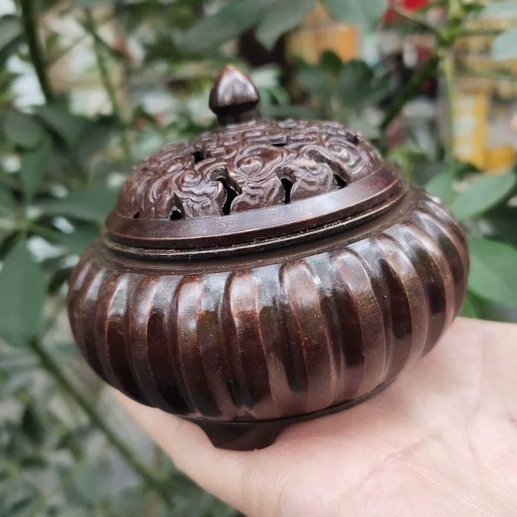 銅器 南瓜型香炉 10個 銅器 南瓜型香炉 三足鼎蓋付き香炉 銅鼎 三足蓮華炉 香道具 装飾
