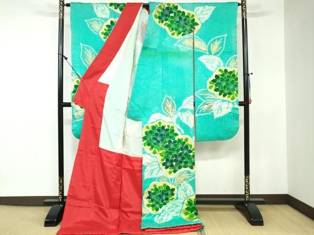 平和屋着物 お引きずり お引き摺り 引き振袖 和装 結婚式 舞妓 芸妓 芸者 衣装 絞り 草花文 金彩 DAAW2367zy