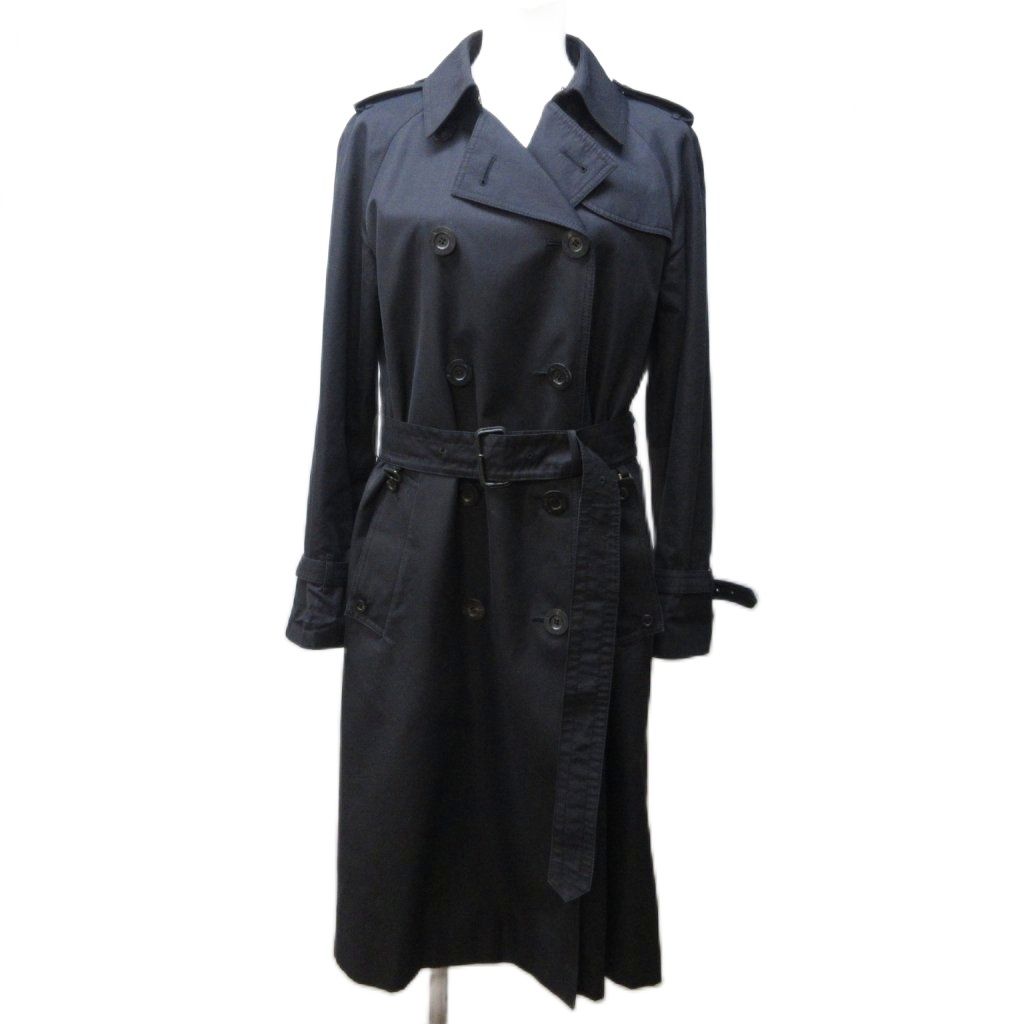 アクアスキュータム AQUASCUTUM New Aqua5 トレンチコート ジャケット ライナー付 ベルテッド 黒 ブラック 5F 約M