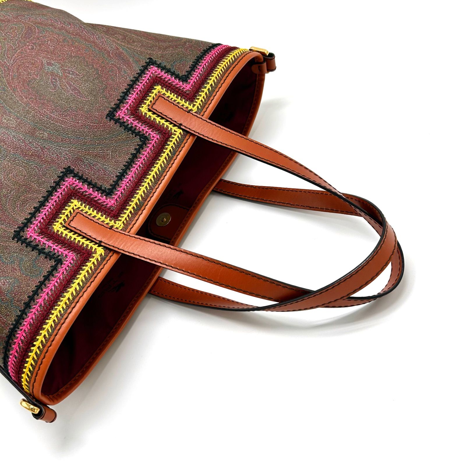 ◎ 希少品 美品 ETRO エトロ トートバッグ ステッチ PVC ペイズリー 