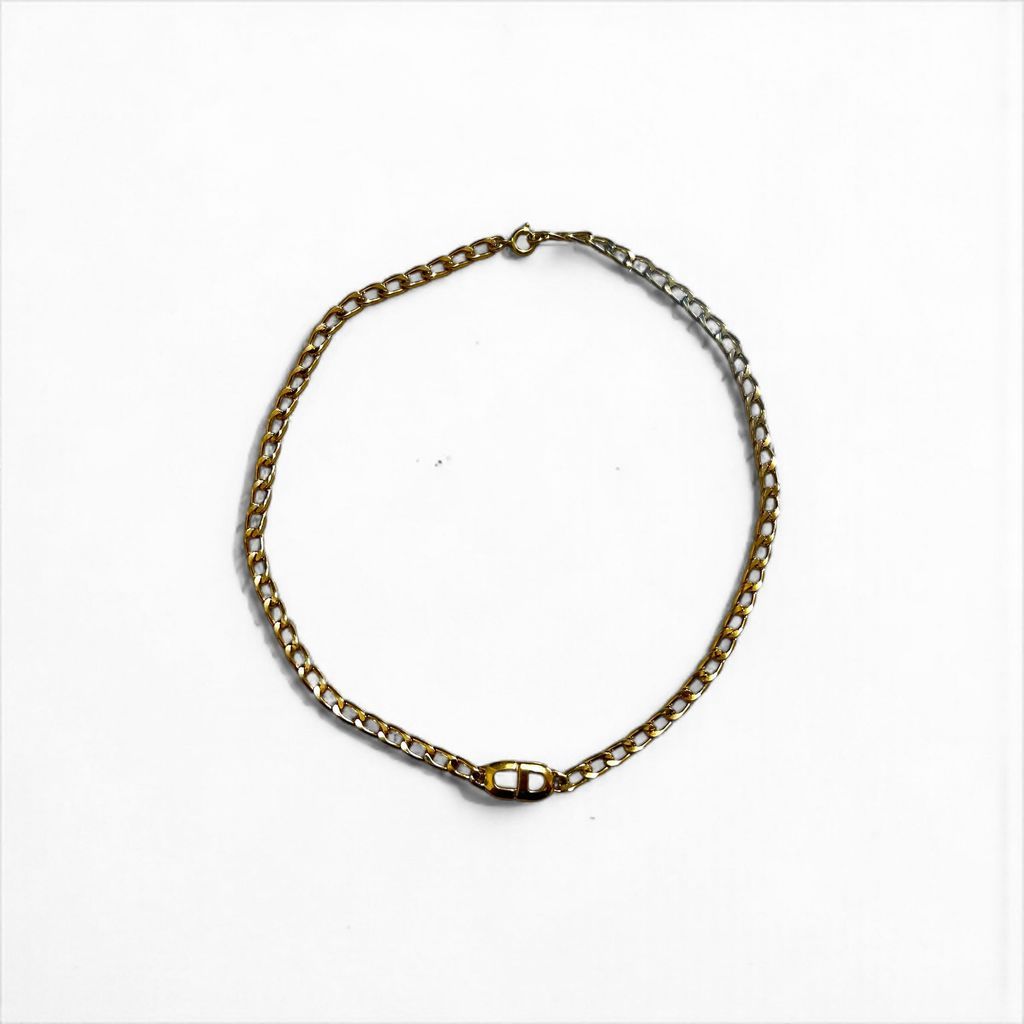 Christian Dior 喜平 チェーン チョーカー ネックレス ゴールド CDロゴ メタル