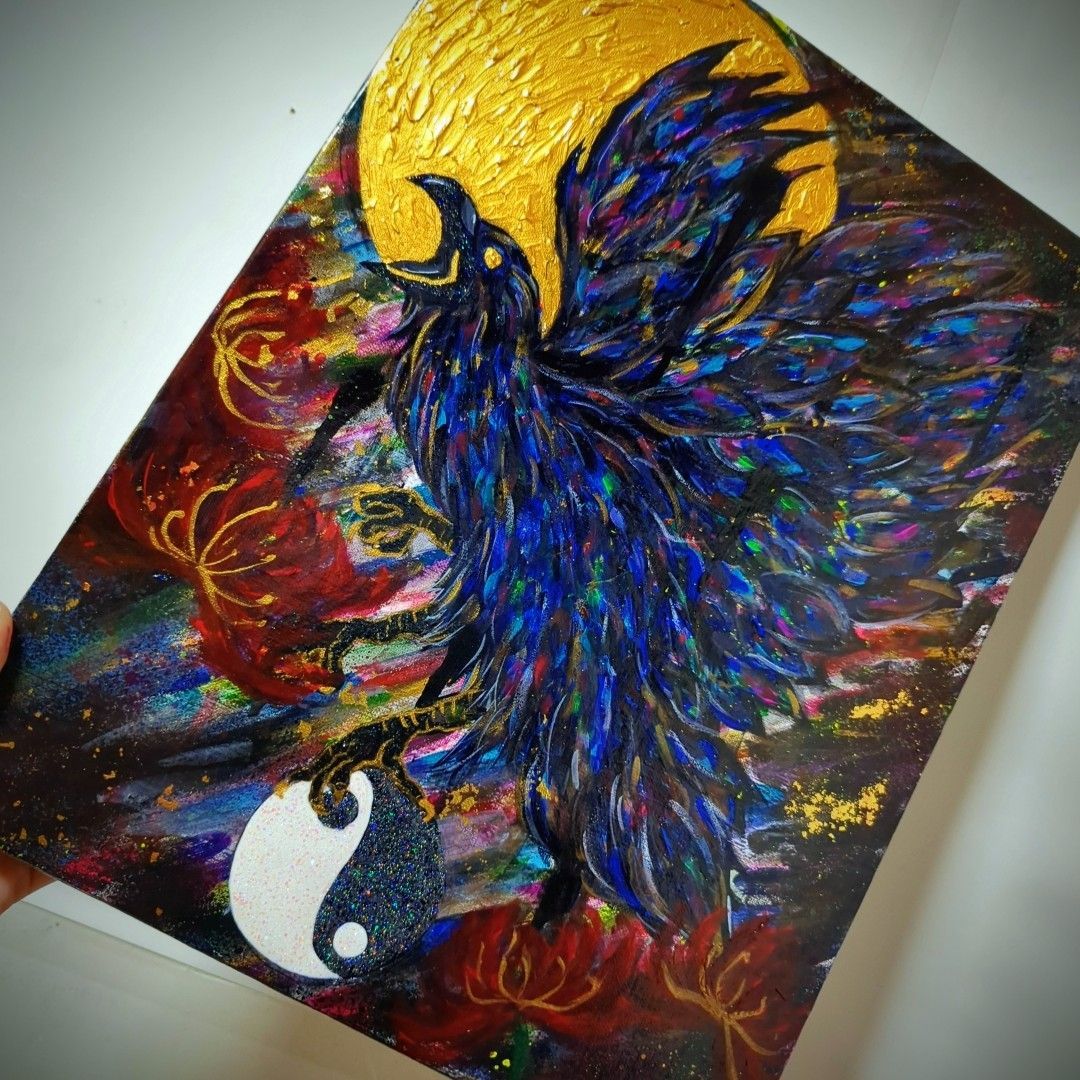 月と八咫烏【F6号/410×318mm】