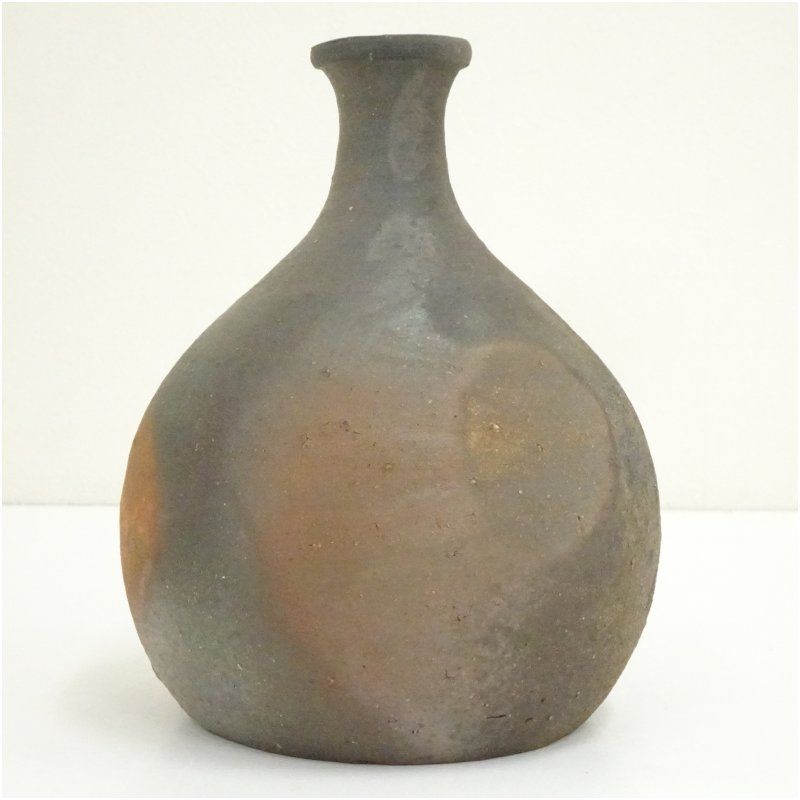 e2547 松田華山 備前焼 掛花入 共箱 花入 茶道具 道具 ] - 道具 備前焼 松田華山造 花入（共箱） | ネット
