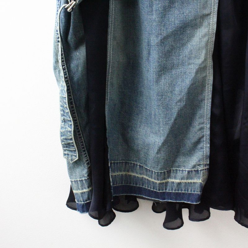 美品　sacai デニム　ワンピース　インディゴ　絞り　パッチワーク　ドッキング sacai(サカイ) デニムドッキングニットワンピース20-05277 20