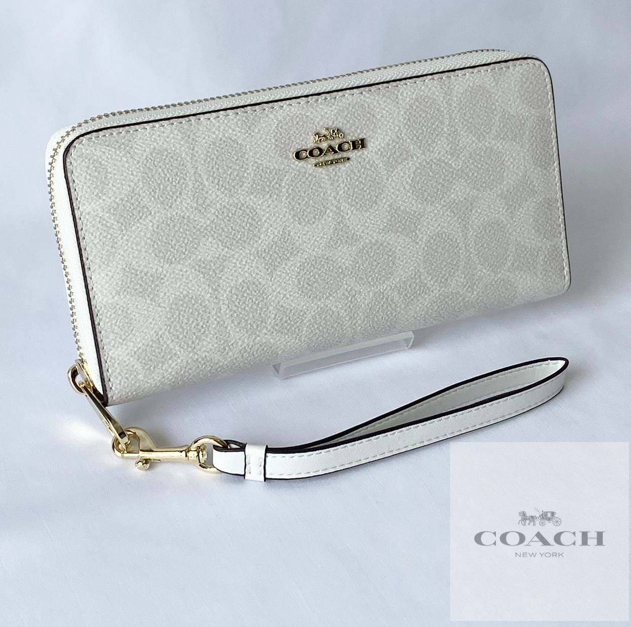 COACH 長財布 シグネチャー ロング ジップ C4452 チョーク×グレイ