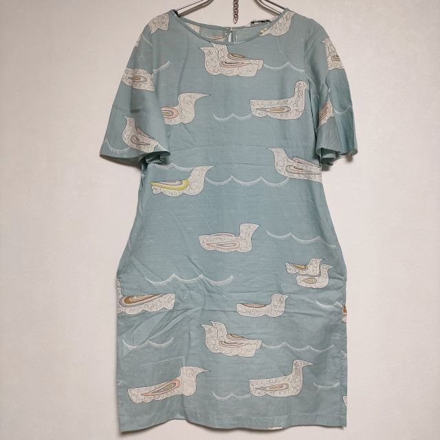mina perhonen morning port コットンシルク us3330 半袖ドレス ワンピース ライトブルー レディース ミナペルホネン 4-0519S∞