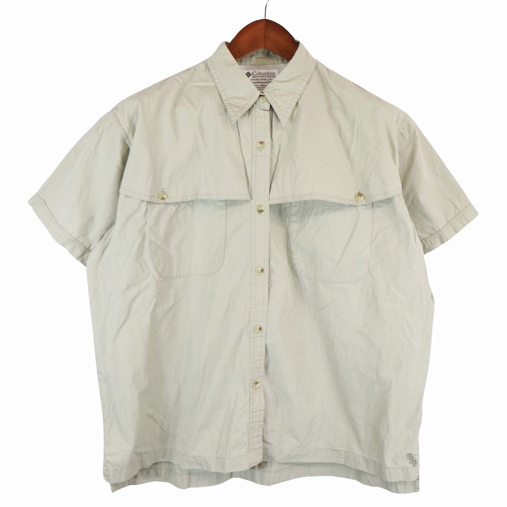 Columbia コロンビア PFG コットン 半袖シャツ アウトドア フィッシング グレー (メンズ XL) 中古 古着 O9075