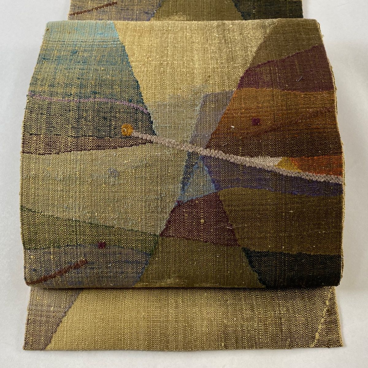 名古屋帯 美品 渡文 松葉仕立て 八寸名古屋帯 幾何学模様 正絹 【公式