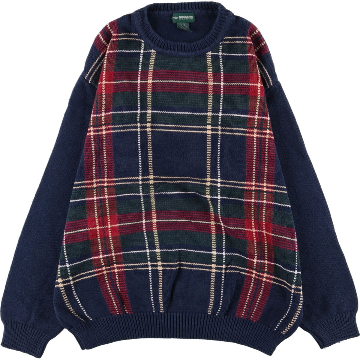 古着 DOCKERS チェック柄 コットンニットセーター メンズL/eaa357873  