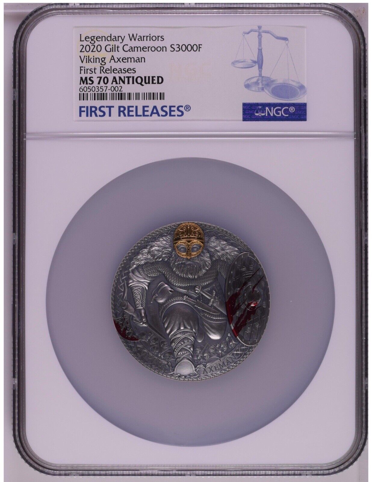 NGC MS70 FR 2020 Cameroon Viking Axeman Legendary Warris 3oz Silver coin