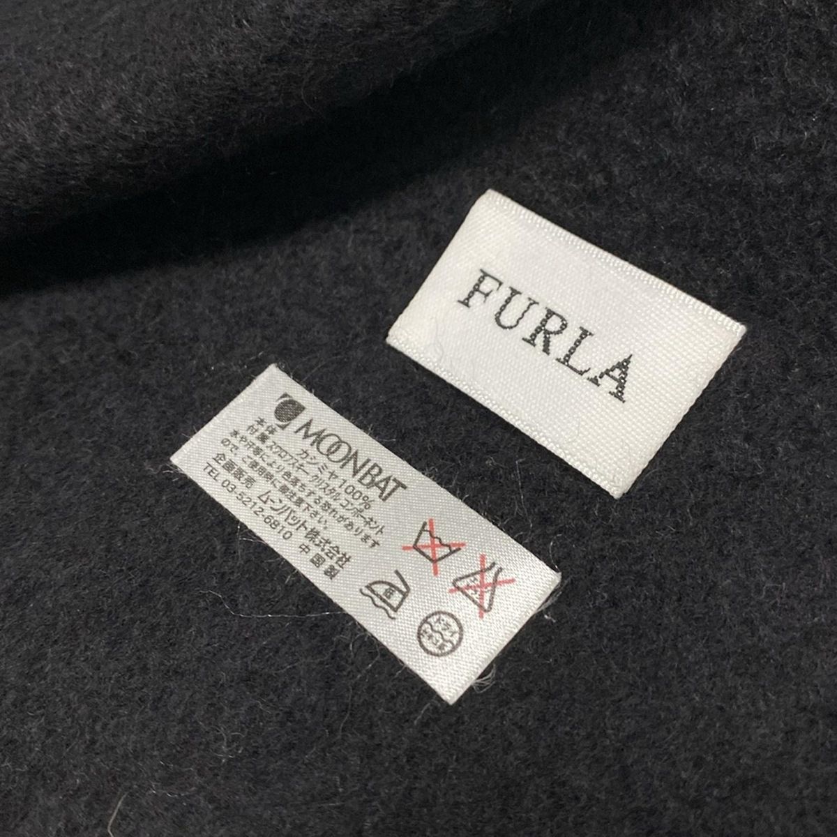 FURLA フルラ マフラー - 黒 パール スワロフスキークリスタル カシミヤ