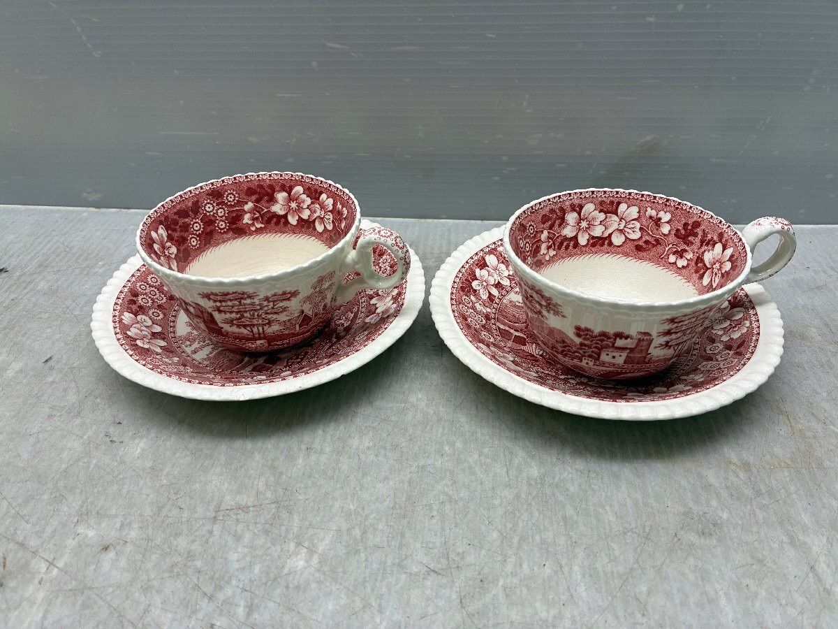 スポード1970年代製品のままの新品未使用　直径19.5cm皿4点　ピンクタワー スポード1970年代製品のままの新品未使用 直径19.5cm皿4点 ピンク