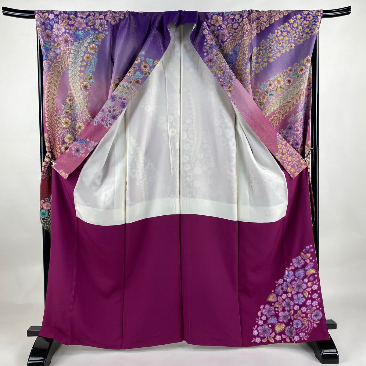 振袖 身丈164cm 裄丈69cm L 袷 辻が花柄 金通し 絞り ピンク