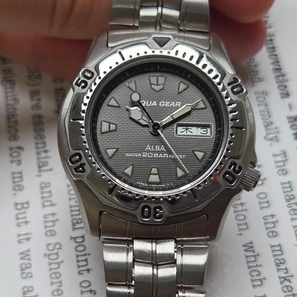 ヴィンテージ SEIKO セイコー SEIKO ALBA セイコー アルバ アクアジア グレー 水平ボード 漢字デイデイト クォーツ