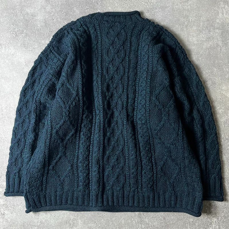 アイルランド製 aran crafts ロールネック ウール フィッシャーマン 