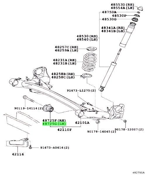 自動車 トヨタ 純正 アルファード リヤアクスルキャリヤ ブシュ 右