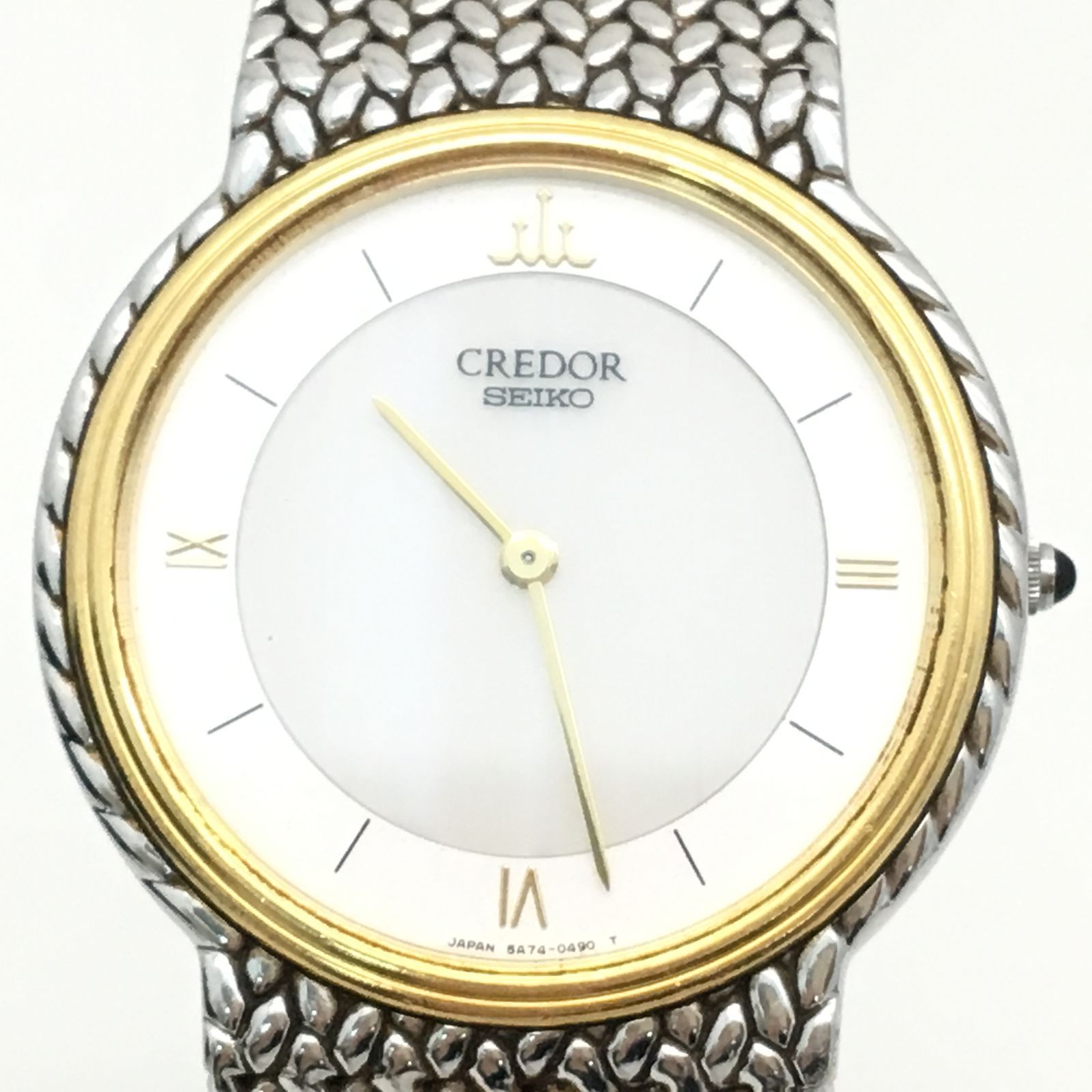 SEIKO クレドール 5A74-0240 18KTベゼル 腕時計 メンズ 稼働品 5-726
