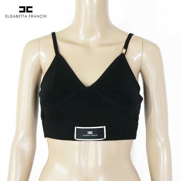 80%OFF エリザベッタフランキ ELISABETTA FRANCHI トップス 40 EKN728 Sサイズ ブラック レディース ウエスト見せトップス ニット キャミソール