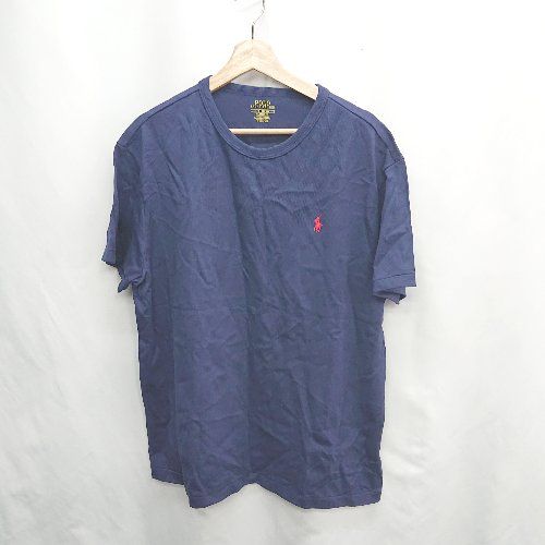 ⊂ ◎● ● POLO RALPH LAUREN ロゴ刺繡 半袖 Ｔシャツ サイズL ネイビー系 メンズ レディース E 1502180076190