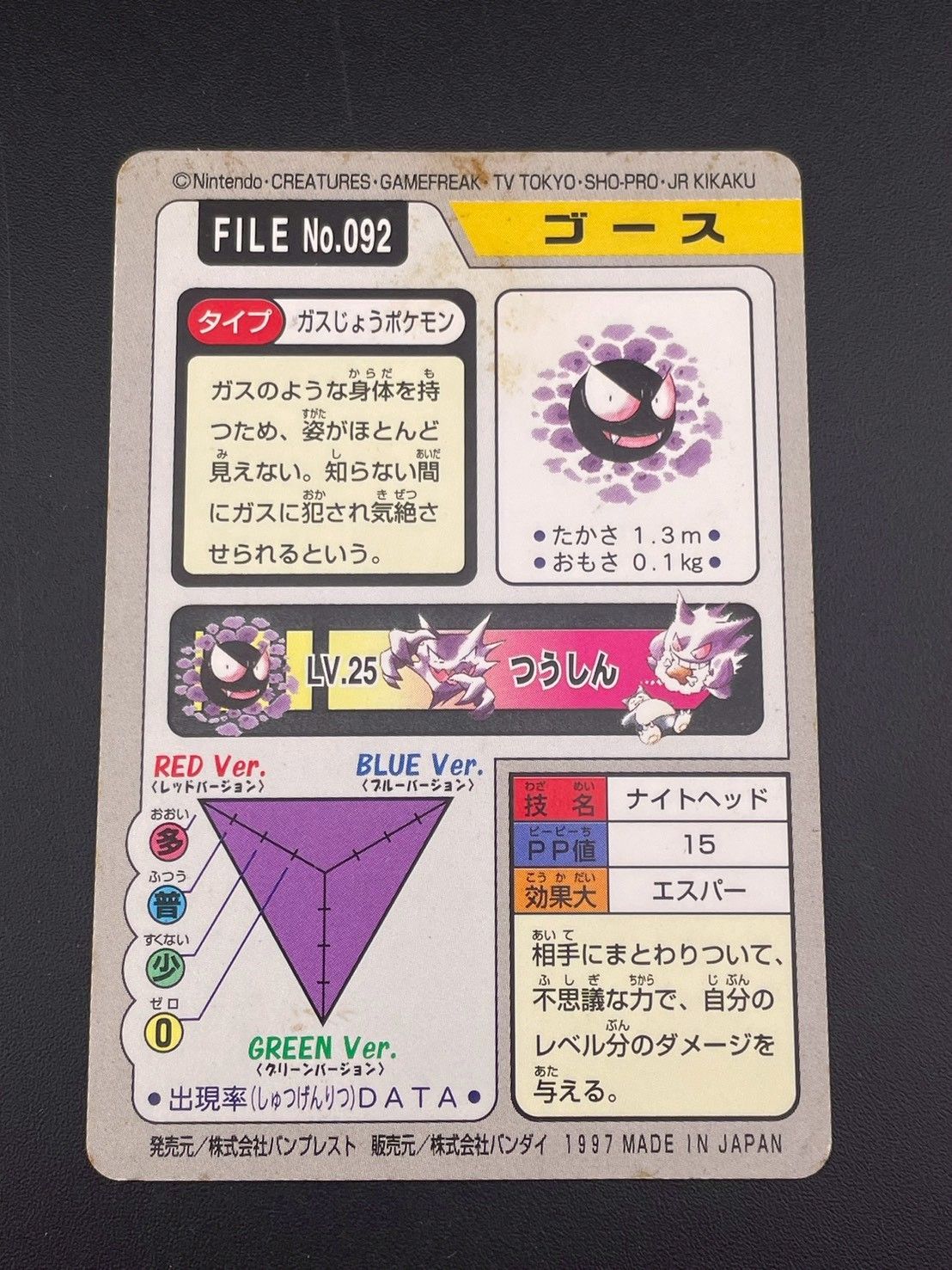 s*】様 1997年 カードダス No.94 ゲンガー バンダイ ポケモン ポケモンカードダス FILE No 94 ゲンガー - メルカリ