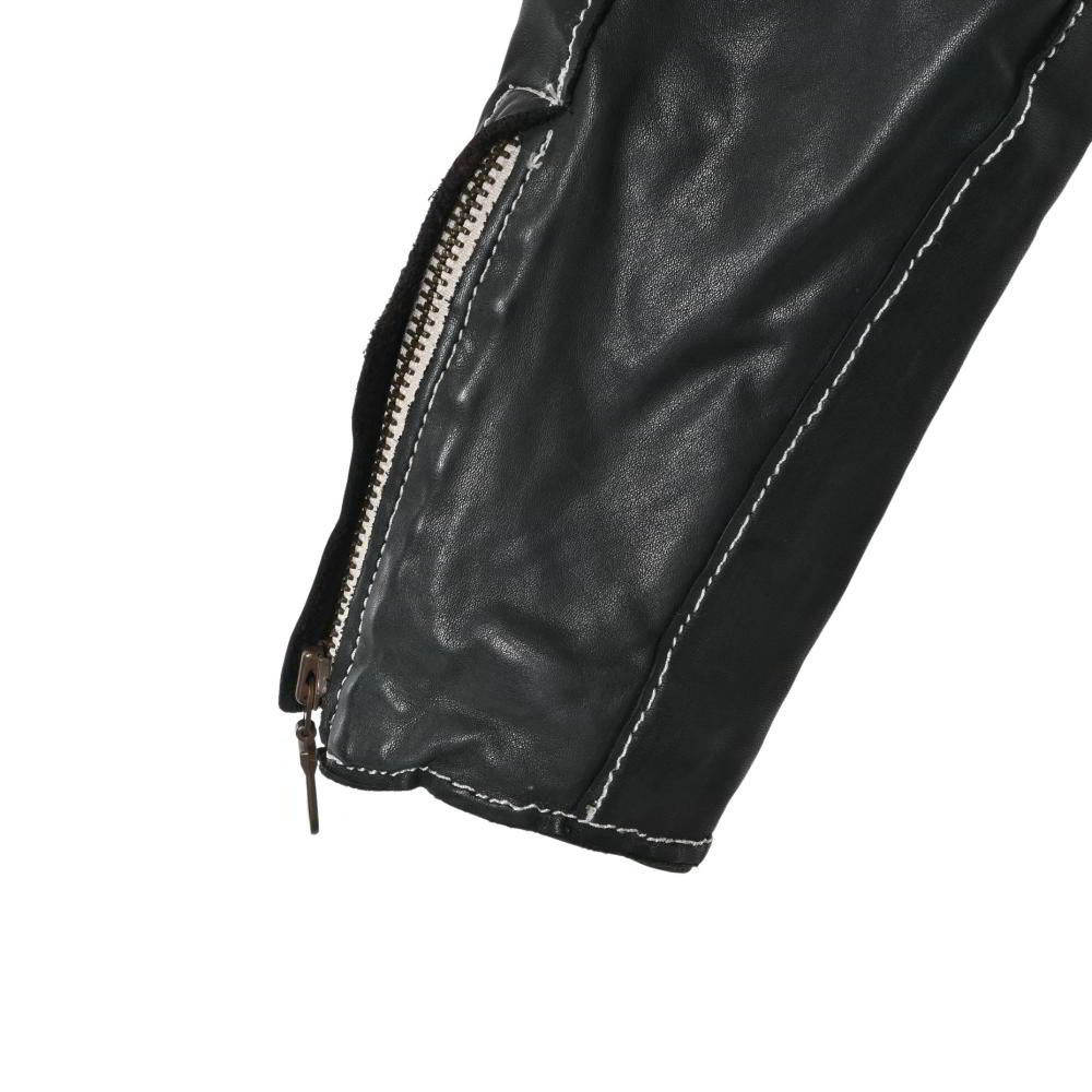 シシ sisiiレザー シングルライダース ブラック ダブルジップ sisii