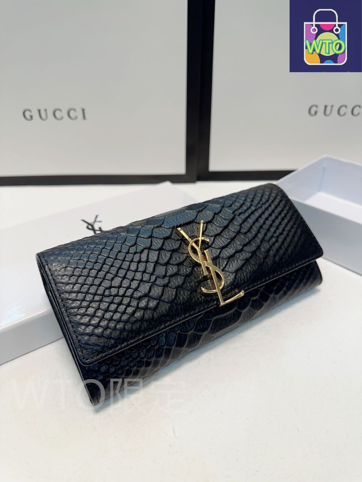  今日 Yves Saint Laurent イヴ サンローラン 最新ウォレットシリーズ クロコダイル柄小牛皮を採用し質感に優れる 財布 キッズファッション小物