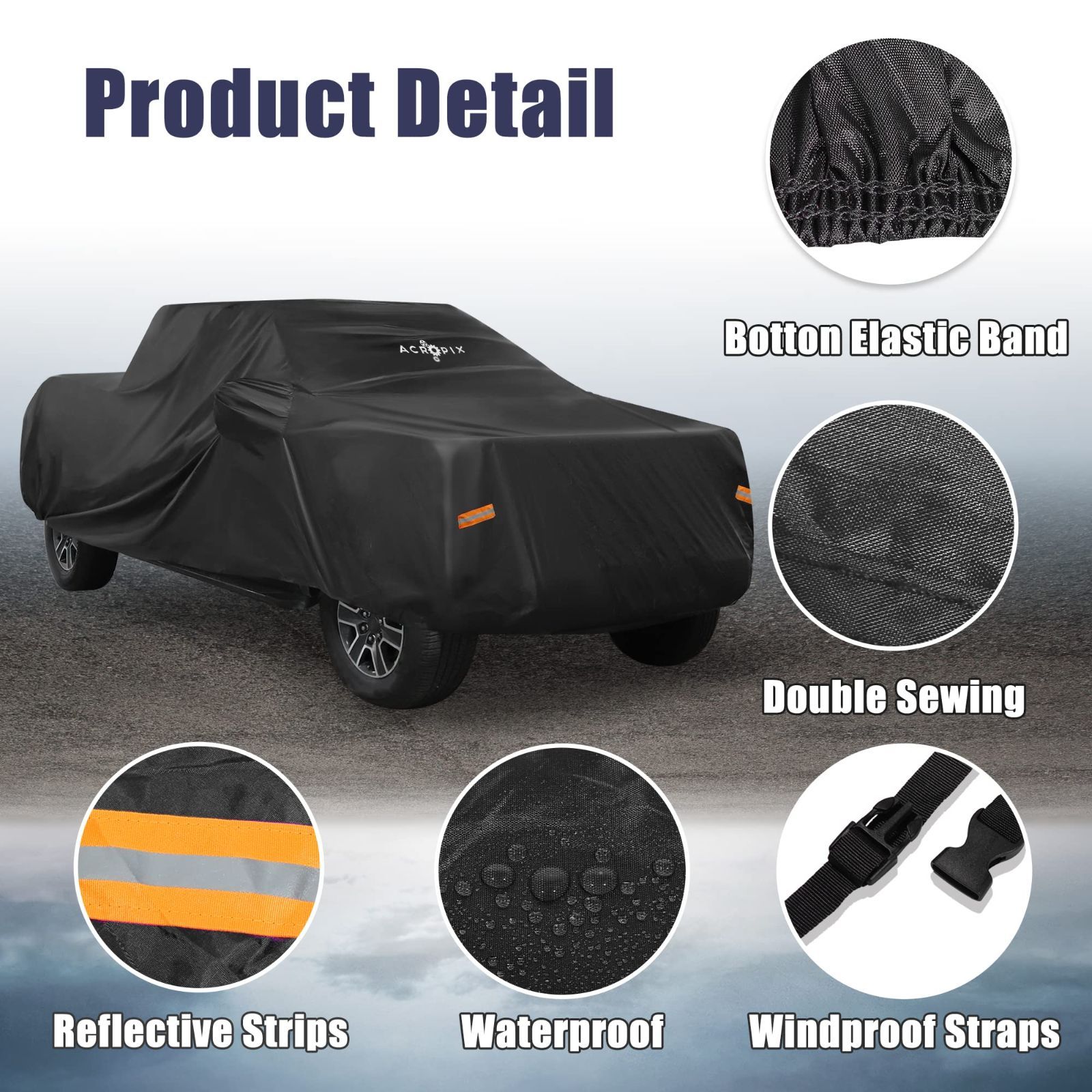 Tacoma Double Cab Toyotaに対応 4ドア ピックアップトラックの車のカバー 6.1 Feet 車体カバー Bedに対応 ブラック ACROPIX 1個 BRIGHTFACE_UK