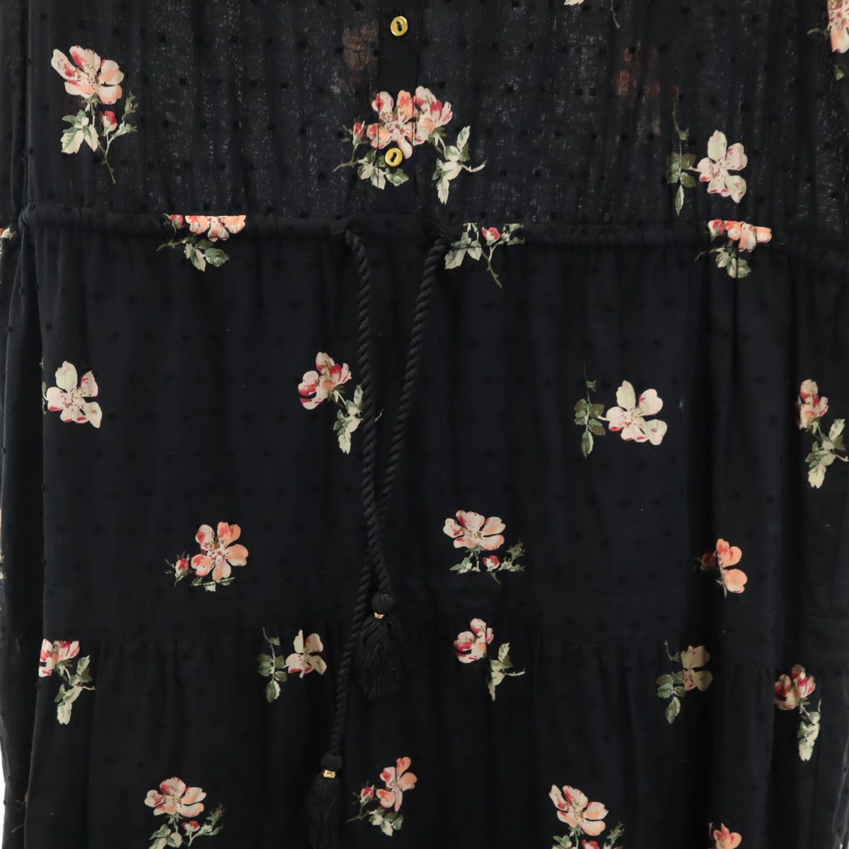 ULLA JOHNSON ウラジョンソン 総柄 フレンチスリーブ ロングワンピース 