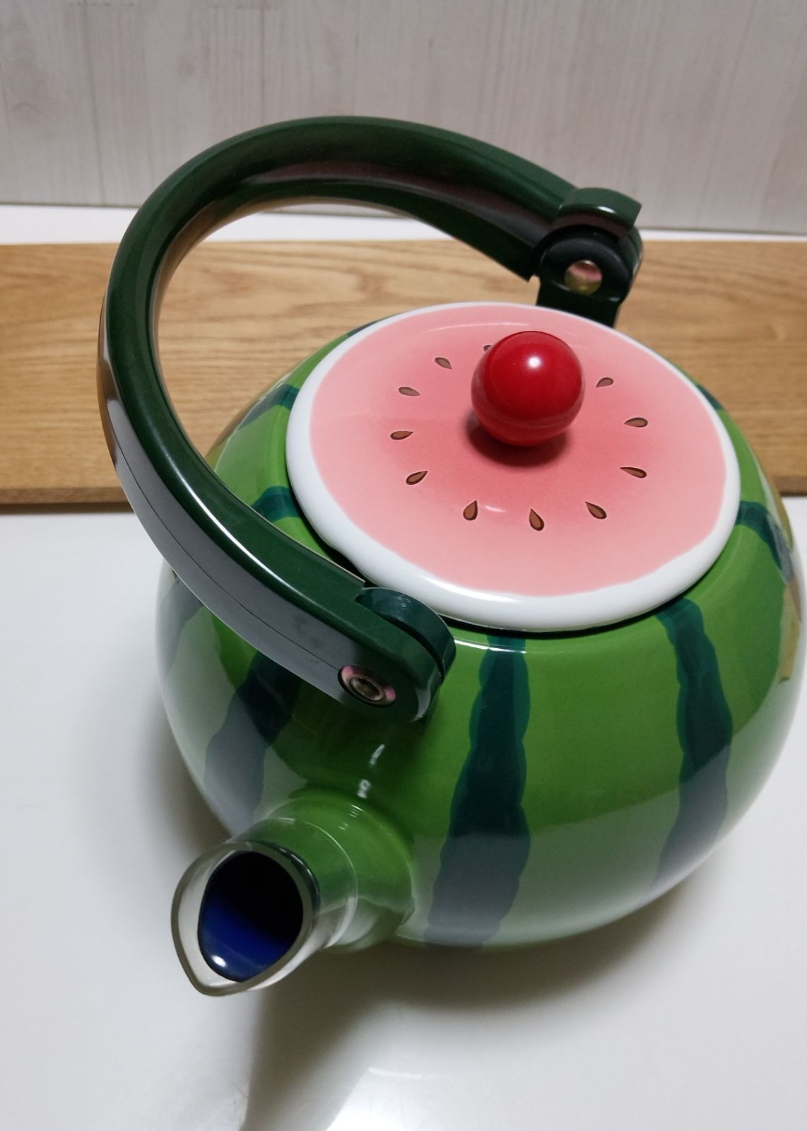 エジリー　スイカケトル　ホーロー　箱つき　新品未使用 EJIRYエジリー新品スイカケトルすいかやかんホーロー1.4L昭和