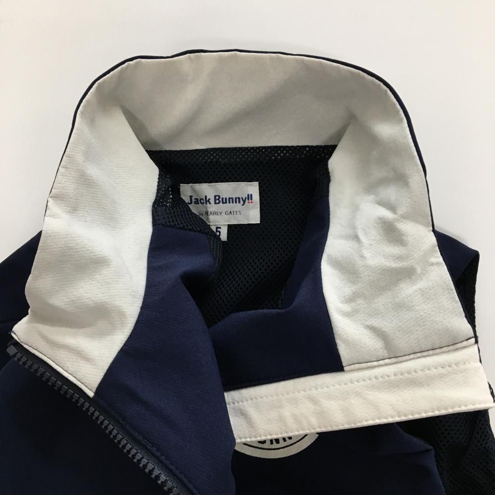 美品】ジャックバニー アウターベスト ネイビー ロゴ白 ナイロン 裏地