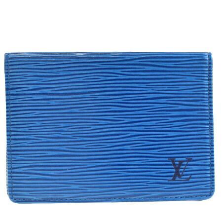 【中古】 美品 ルイヴィトン LOUIS VUITTON ポルト 2 カルト ヴェルティカル パスケース 定期入れ エピ ブルー レザー M63205 07EG336