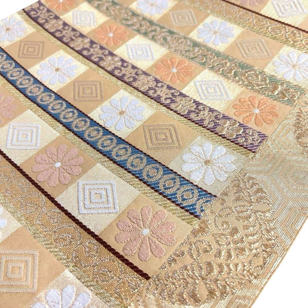 横壇市松菊花武田菱華紋袋帯着物122a p