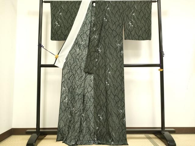 平和屋着物＊夏物 小紋 紗 唐草文 洗える着物 AAAY0487sx