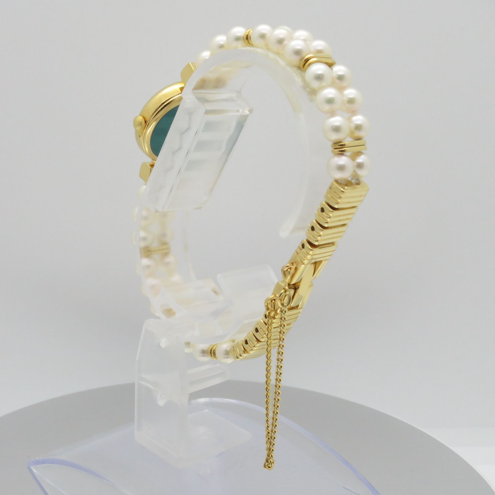 MIKIMOTO JAL機内販売 2連パール ブレスレットウォッチ 腕時計 新品電池】ミキモト JAL機内販売 2連パール ブレスレット