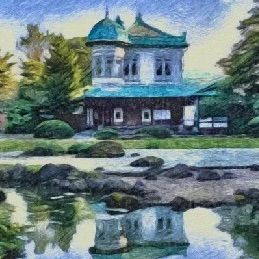 ジブリアート②借りぐらしのアリエッティより「盛美園」額装品 額縁