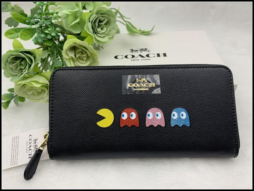 COACH 長財布 コーチ 財布 パックマン限定コラボアコーディオン ウォレット プレゼント 贈り物 ギフト ラウンドファスナー ロング ジップ ファッション レディース メンズ 新品 未使用 F55736 C334-X1