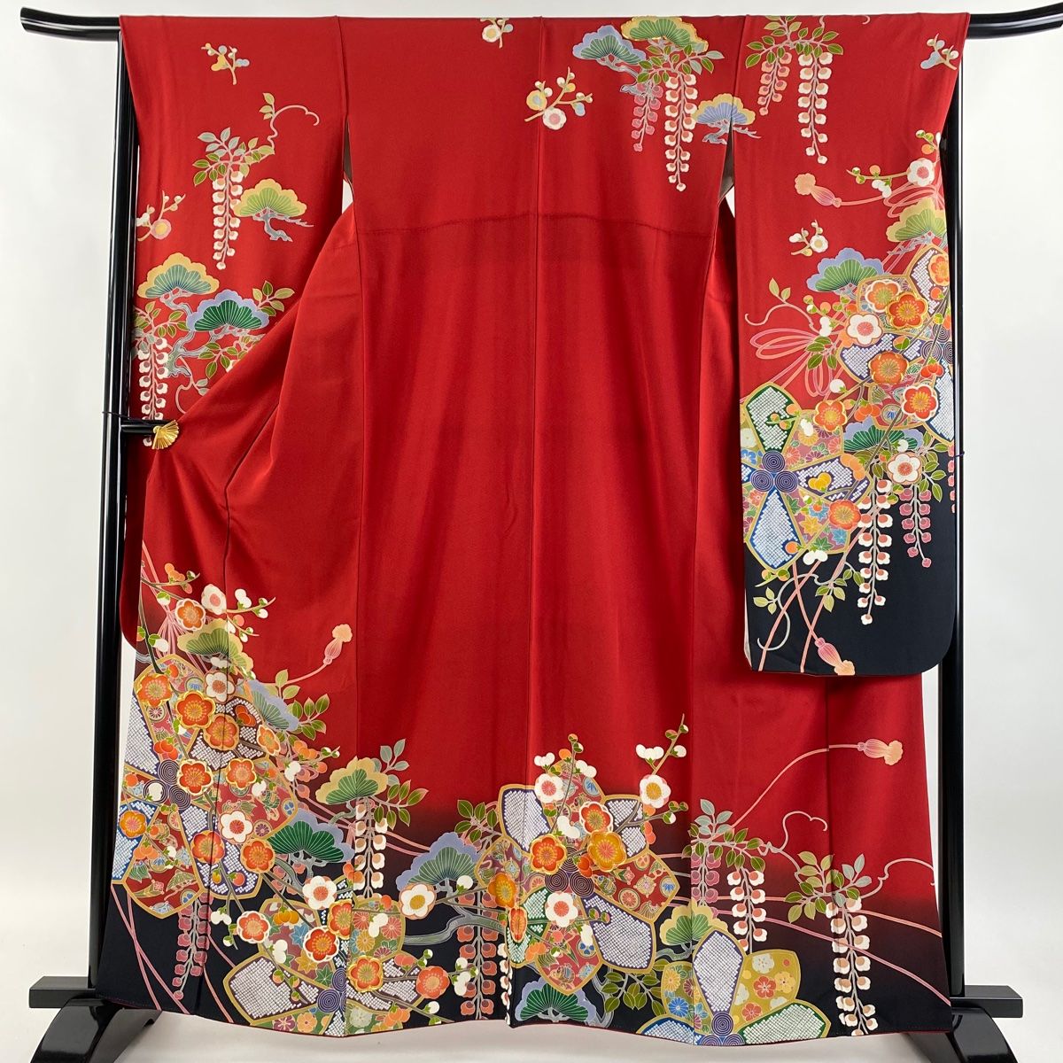 振袖 身丈162cm 裄丈67.5cm L 袷 袋帯フルセット 落款 枝梅