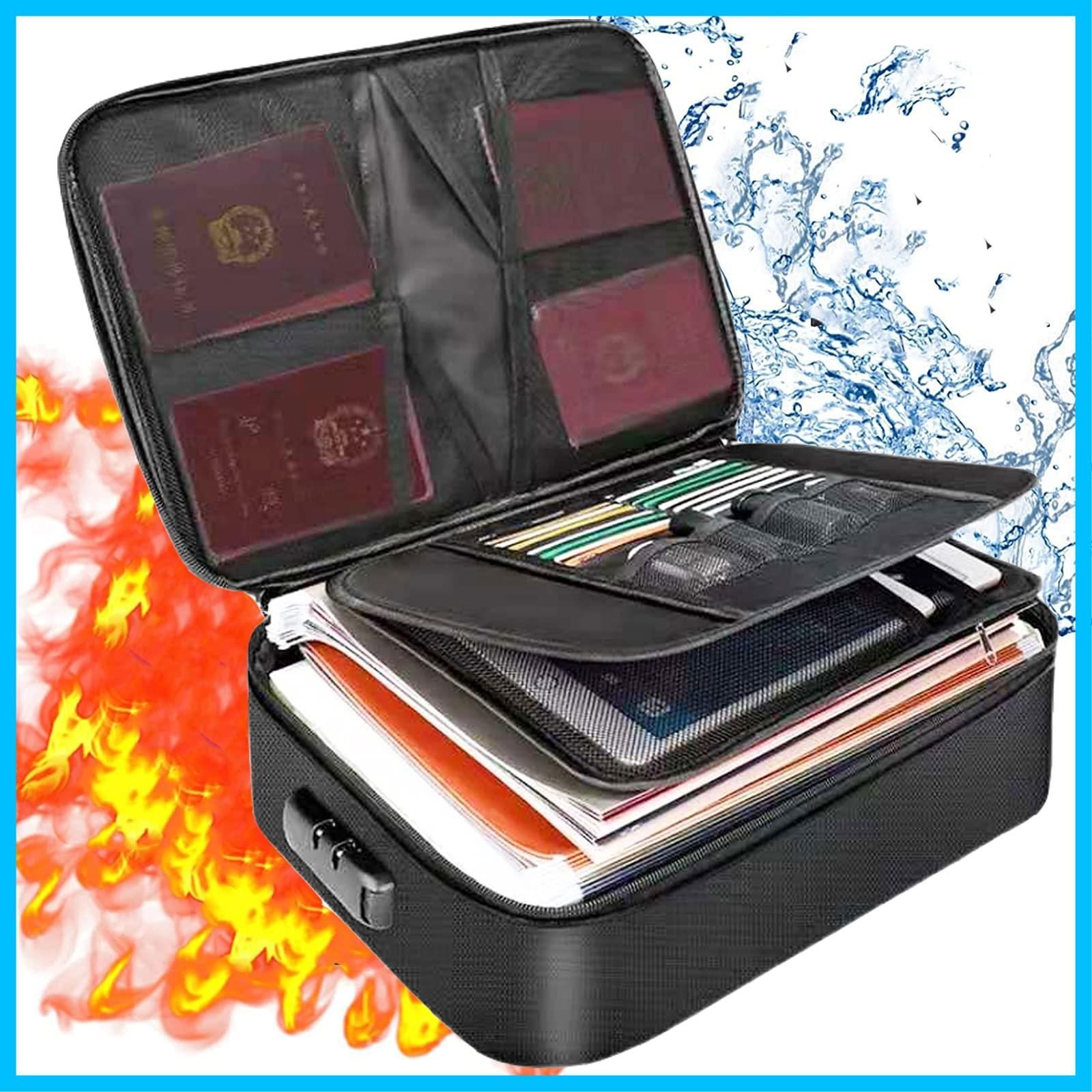 【★数量限定★】ファイルオーガナイザーバッグ、マネーバッグ付き耐火ドキュメントバッグ、ロック付きホームオフィストラベルセーフバッグ、重要な