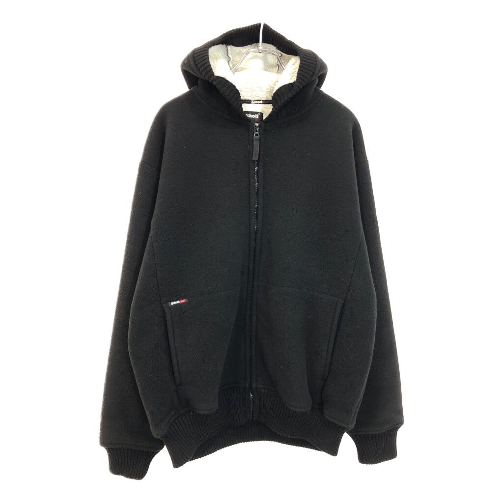 Schott ショット フルジップ ボアスウェットパーカー 大きいサイズ ブラック メンズ XL 古着 v4011