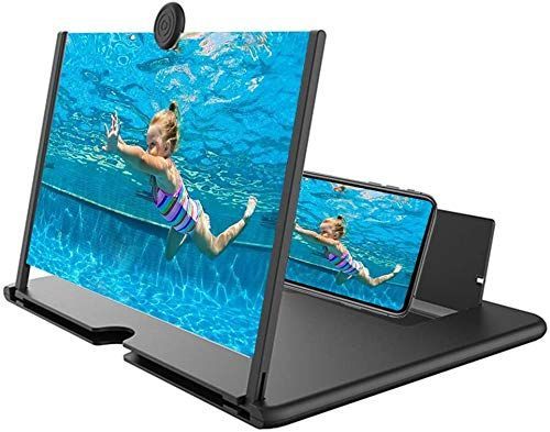 携帯電話画面拡大鏡折りたたみ式スプリットHD3Dポータブルレイジーブラケット拡大鏡（黑）