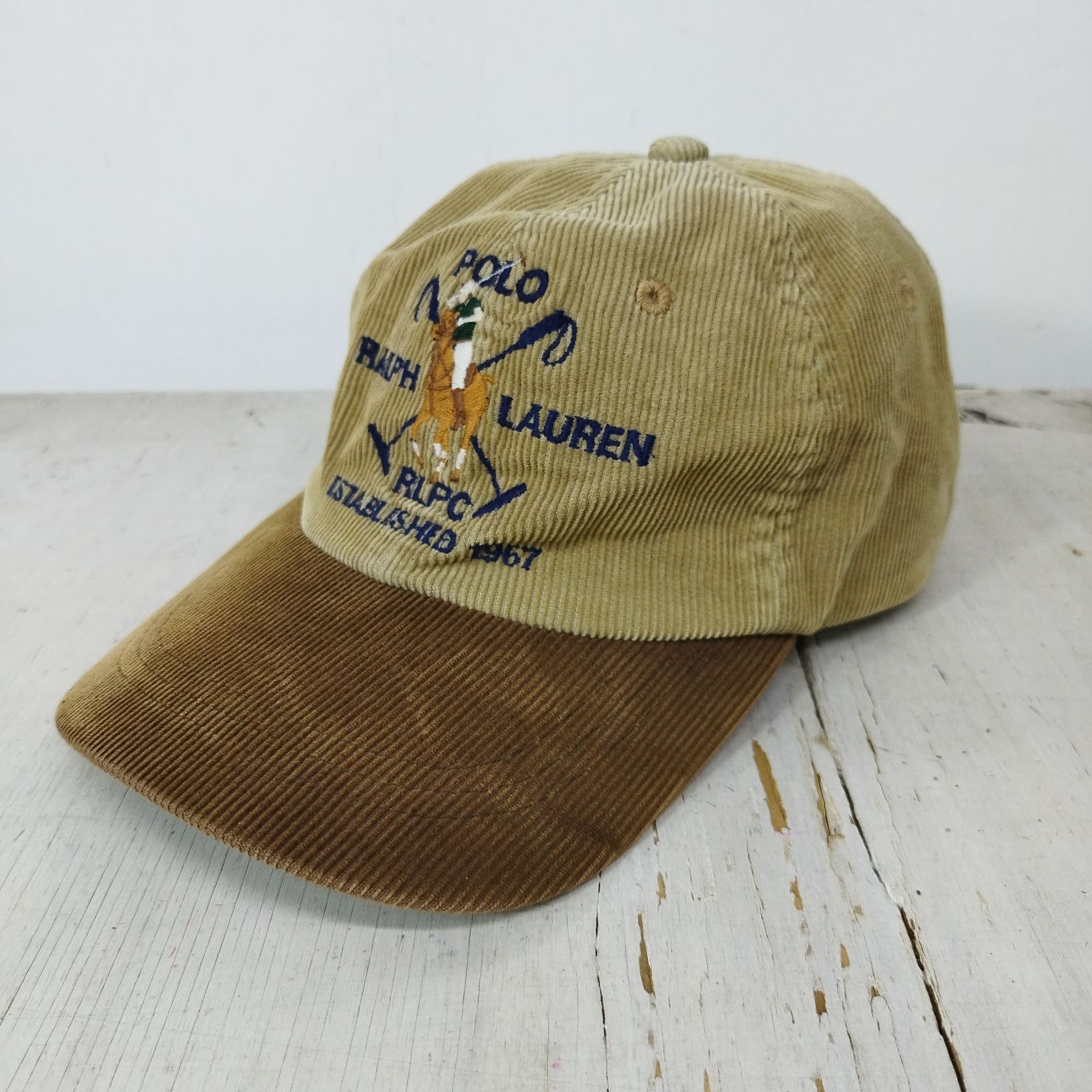 POLO ポロ ラルフローレン キャップ 茶 ベージュ ポニー 古着 POLO RALPH LAUREN ポロ ラルフローレン コーデュロイ キャップ