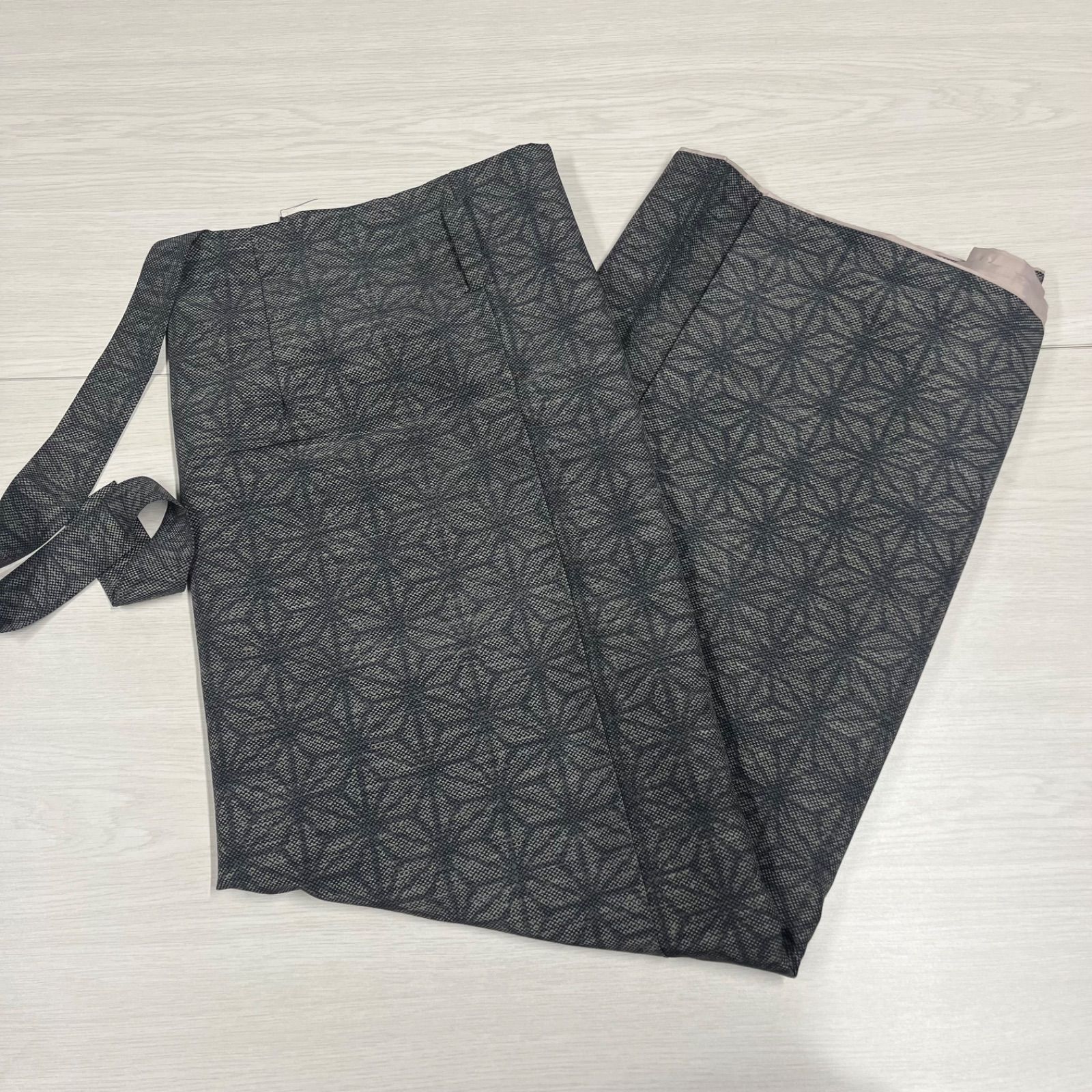 ◆おふく◆紬の2部式着物　セパレート　草の葉模様 二部式着物（袷・小紋） 伊達衿付 洗える セパレート着物 2部式