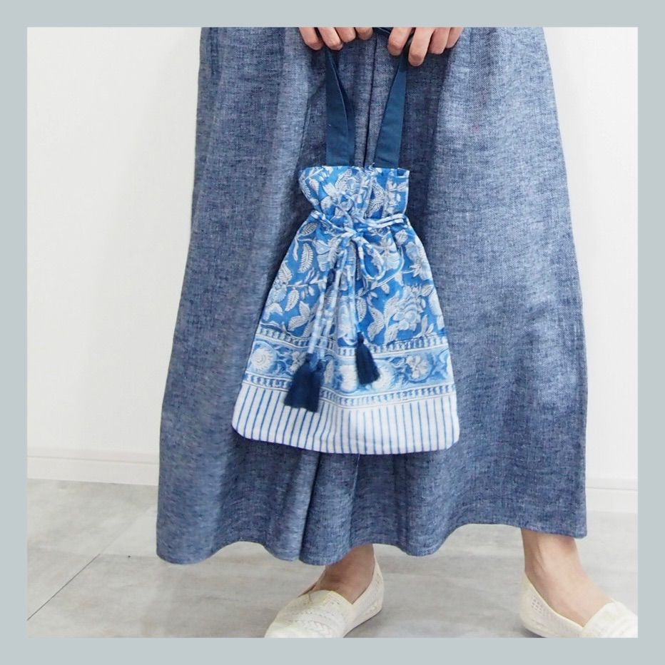 Fanaka 新品タグ付き 送料無料『グリーン』ブロックプリント ミニ  