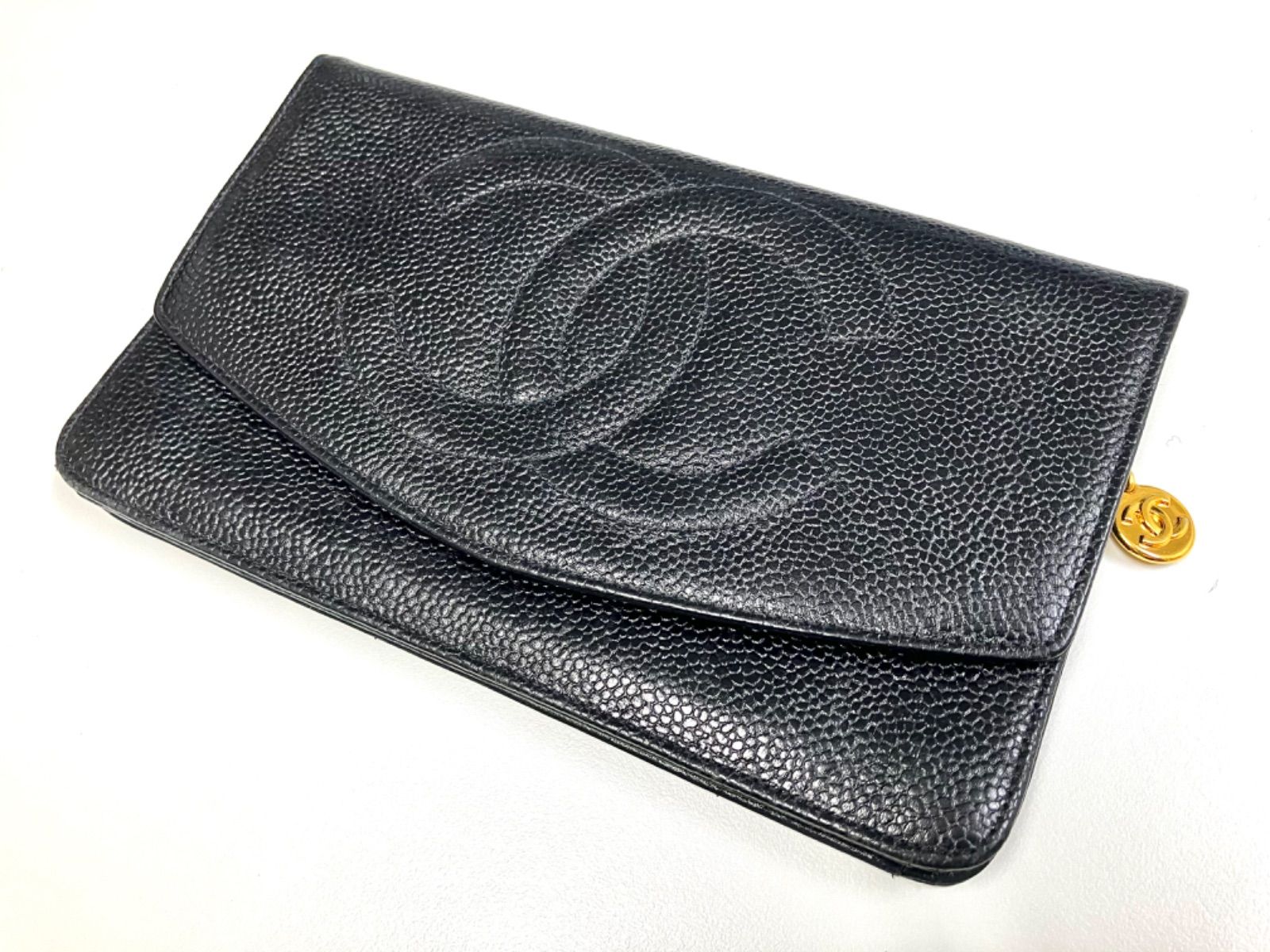 美品⭐️キャビアスキン長財布】 CHANEL シャネル 二つ折り