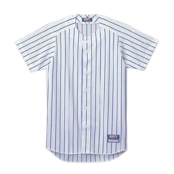 Size M_Color ホワイト|マリンブルー 1127 ゼット ZETT 野球 ユニフォーム ストライプ メッシュシャツ ホワイト×マリンブルー 1127 M BU521