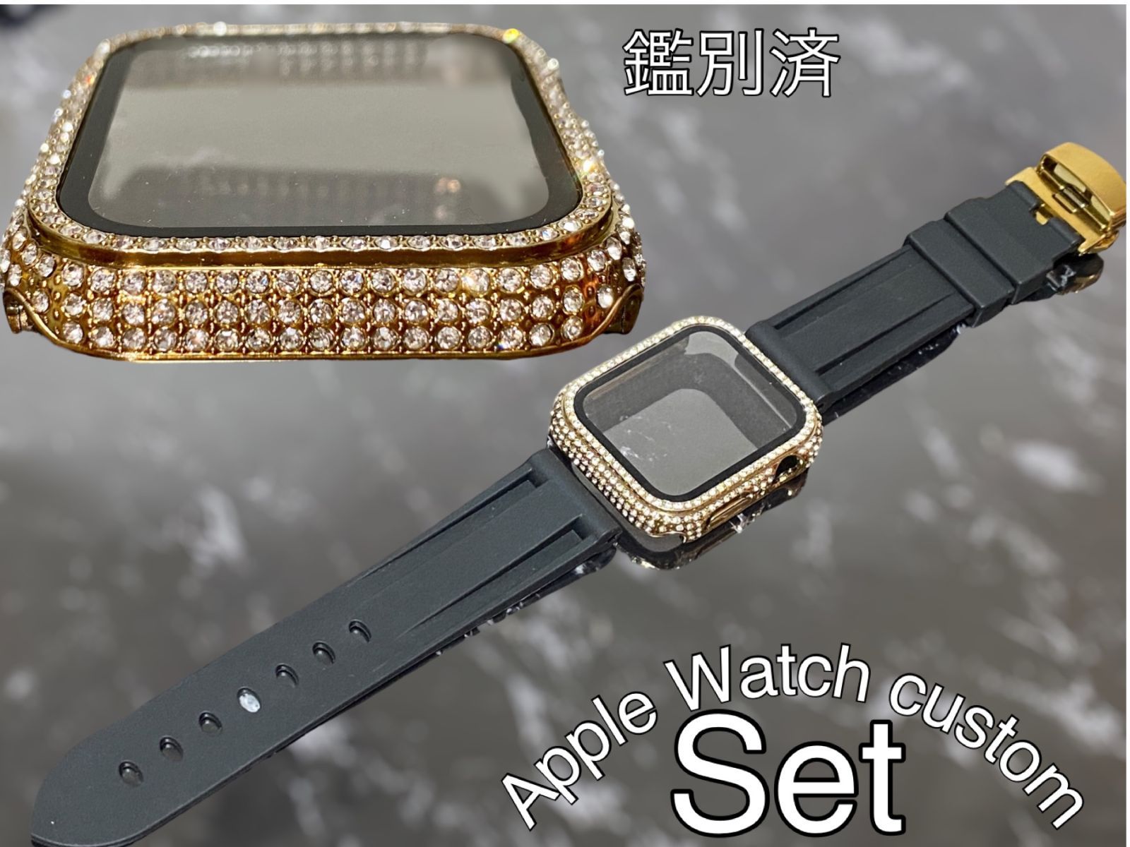 アップルウォッチキラキラカバーケース　ブラックゴールドApple Watch 楽天市場】【1.2.3ポイント10倍】アップルウォッチカバー ケース