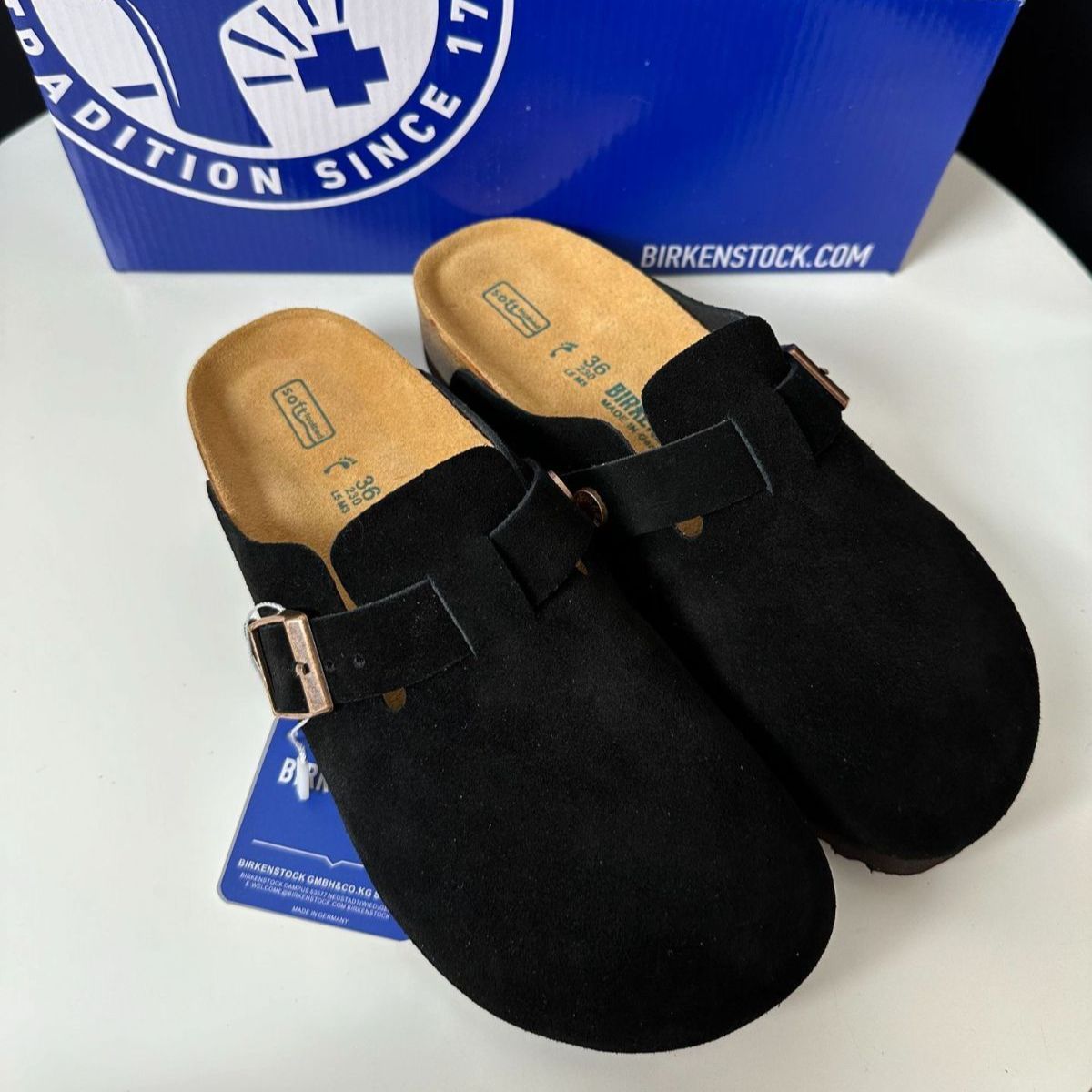 BIRKENSTOCK Boston / ビルケンシュトック ボストン スエード  ブラック  レギュラー   箱付男女兼用